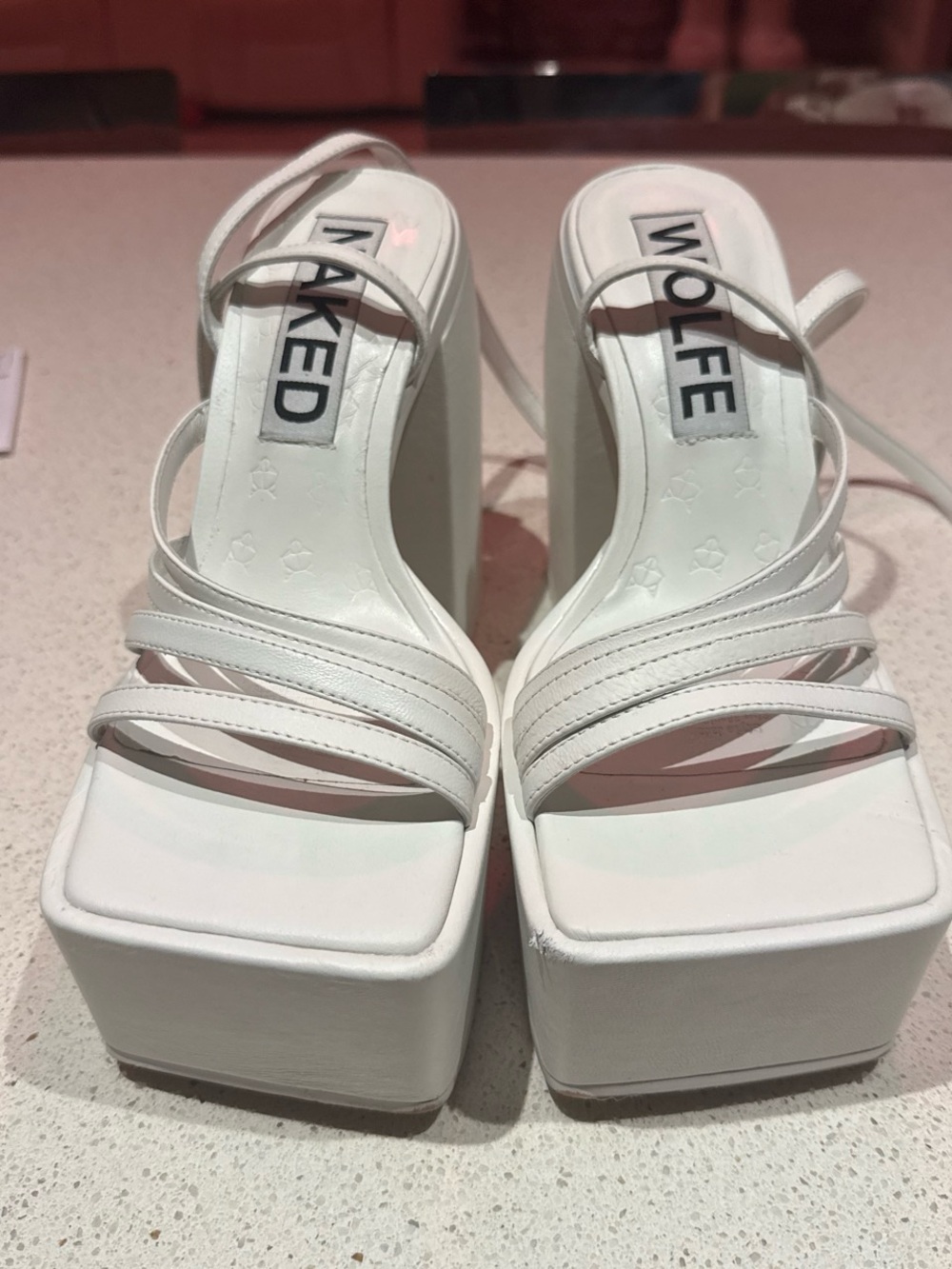 Naked Wolfe White Multi-Strap Platform Sandals
